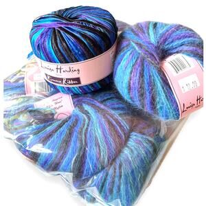 7 Skeins Louisa Harding KIMONO ANGORA & RIBBON Yarn set 🧶 #2 Blue Purple